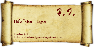 Héder Igor névjegykártya